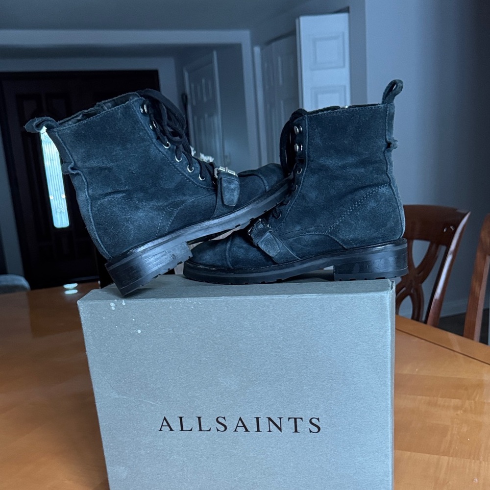 All saints Black Suede women Boots  size 38